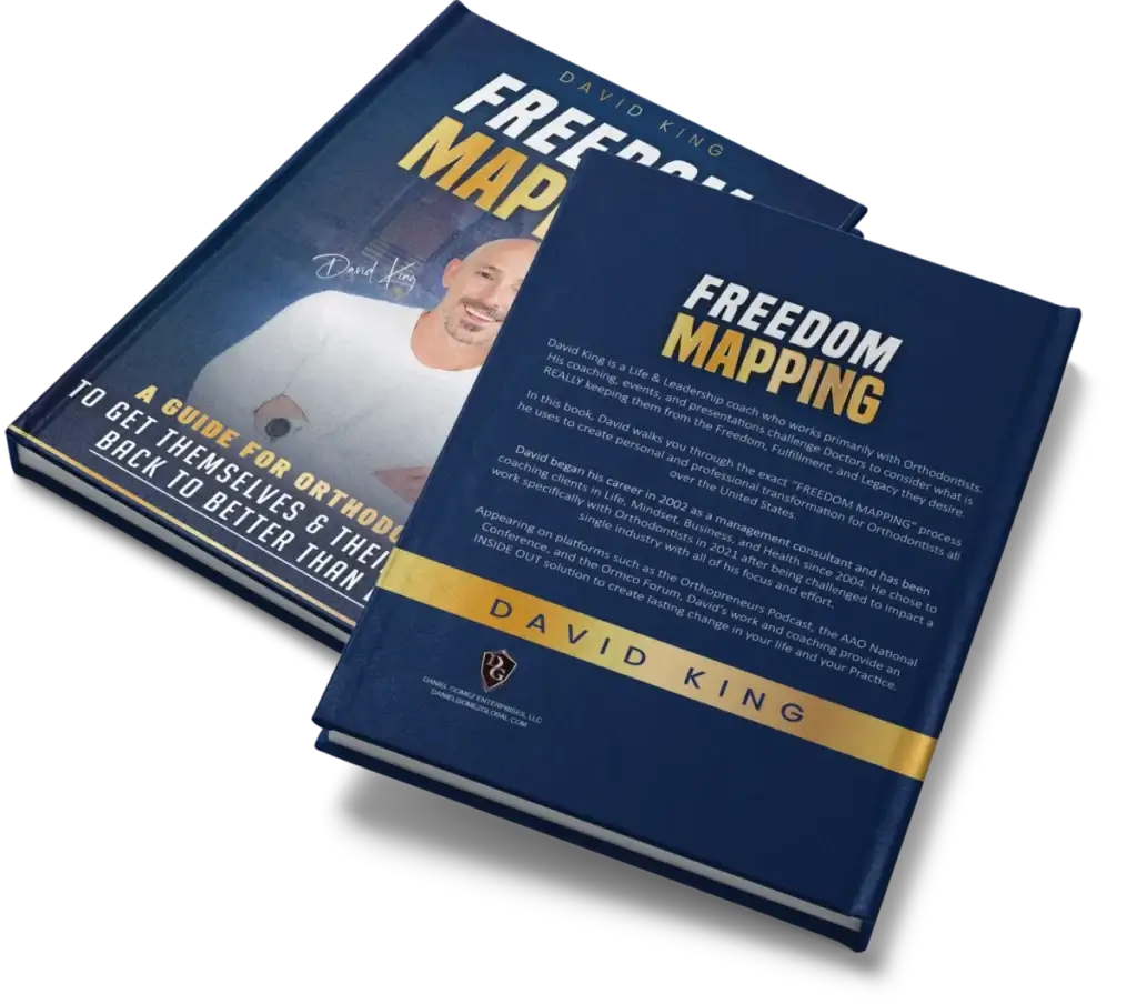 OrthoHeaven Two hardcover books titled "Freedom Mapping" by David King, shown front and back. The cover features a smiling man and the subtitle, "A Guide For Orthodox Jews..." with OrthoHeaven branding and descriptive text on the back. Freedom Mapping